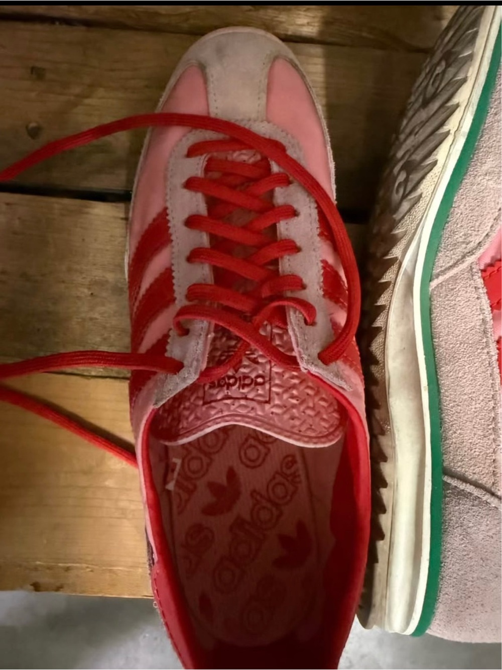adidas Pink and Red Retro Low-Top Sneakers - Picture 4 of 6